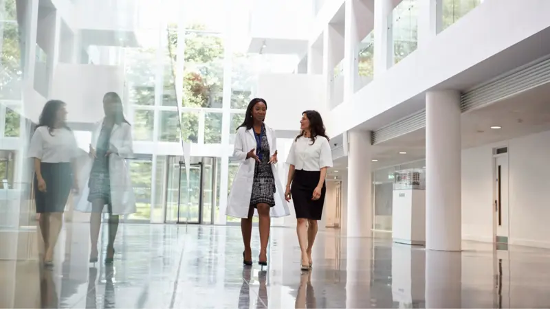 Two people in a healthy building