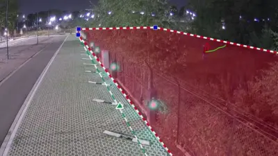 Ansicht Dashboard für die Videoüberwachung der Außenhaut, wobei die Kamera einen Eindringling erkennt