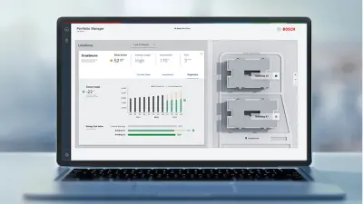 Notebook showing software for digital building management