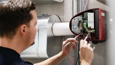 Checking the wiring by an employee of Hörburger GmbH