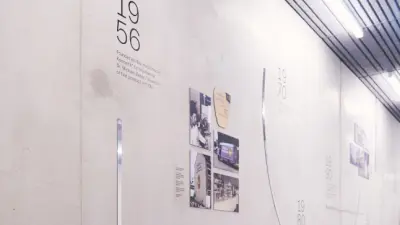 Hallway with graphic of the Babor history