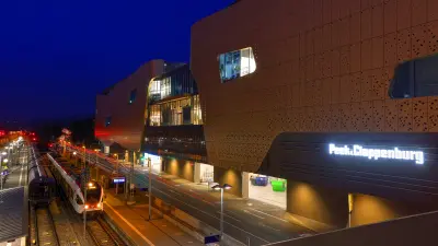 Dreiländergalerie Weil am Rhein, shopping center, exterior view at night