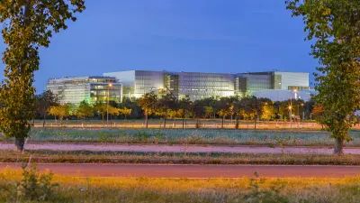 Night exterior view of the building of the semiconductor plant Dresden