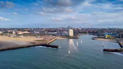 Harbour of Scheveningen near The Hague, Netherlands, aerial view