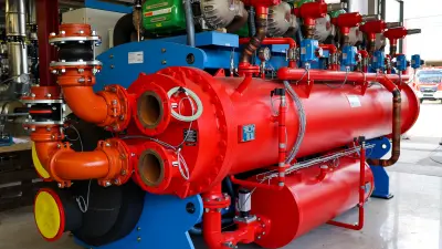 Wärmepumpe in rot-blau