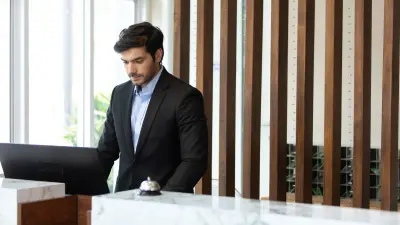 Man working at a reception