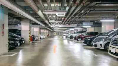 Parking garage with several cars