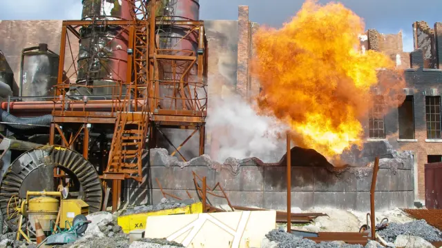 Explosion in the outside area of an industrial facility