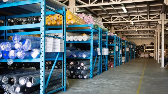 Storage room with fabric rolls