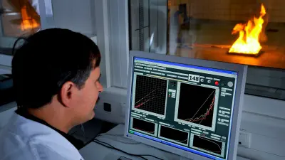 Monitoring a test fire at the fire lab