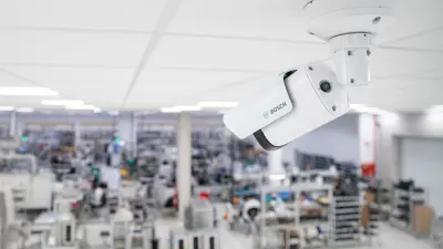 BOSCH AVIOTEC camera installed on the ceiling of an industrial area