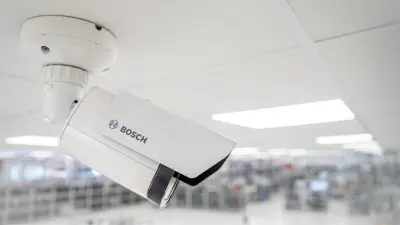 BOSCH AVIOTEC camera installed in the ceiling of an industrial area] 