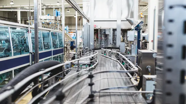 Production line in industrial facility