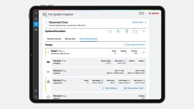 Der Bildschirm eines Tablets mit den Empfängern von Warnmeldungen, die vom NEXOSPACE Fire System Explorer im Falle eines Problems mit dem Brandmeldesystem sofort benachrichtigt werden