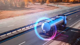 Intelligent video surveillance system detects dangerous goods signs on a tanker.