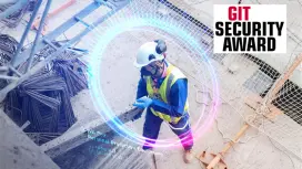 construction person with hard hat raising a beam